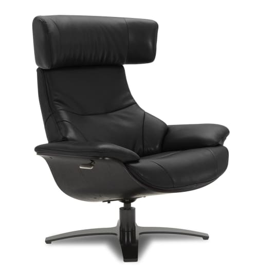 Canapés et fauteuils Fauteuils | Fauteuil en cuir et chêne noir - LC46180