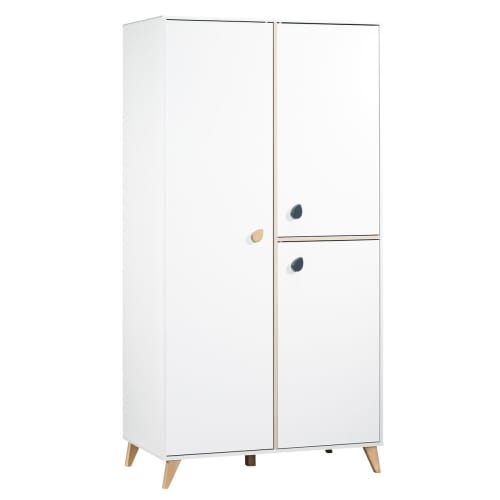 Armoire Bebe Oslo Boutons 196x102x57cm En Bois Blanc Gouttes Maisons Du Monde