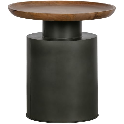 Meubles Tables basses | Table basse ronde en bois et métal D53cm noir - YZ56833
