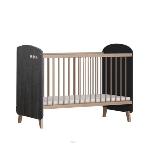 Lit Bebe A Sommier Ajustable Bois Anthracite 124x66x95 Maisons Du Monde