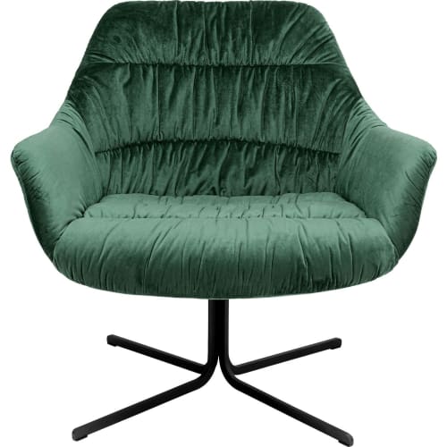 Canapés et fauteuils Fauteuils | Fauteuil pivotant en velours vert et acier - IR55716