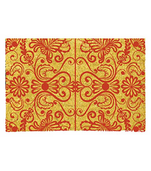 Linge de maison et tapis Paillassons | Paillasson en coco motifs volutes rouges 70x40cm - CE76538
