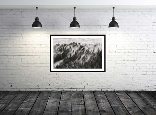 Déco Affiches et posters | Affiche sous cadre noir paysage rayons de lumière 45x30cm - QP09287