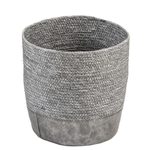 Déco Paniers et corbeilles | Panier papier imitation cuir gris/gris métallisé H26cm - WC91295