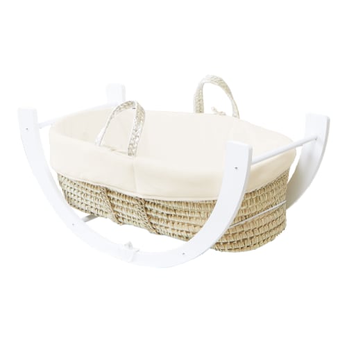 Couffin avec Support Réversible Blanc, Habillage Coton Bio - Crème (Premiers Moments) - Couverture