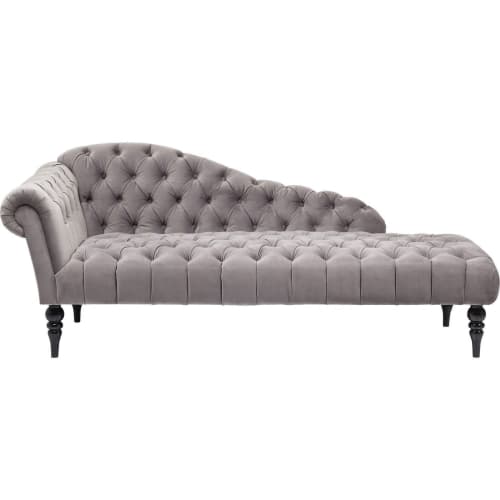 Canapés et fauteuils Méridiennes | Méridienne en velours gris et hêtre noir - CS09928