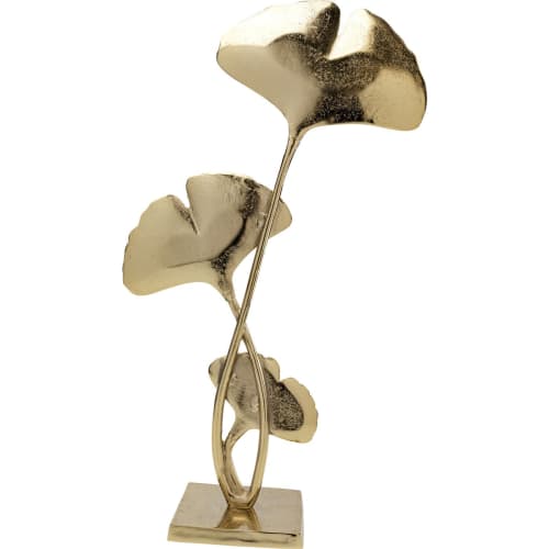 Déco Statuettes et figurines | Statue trois feuilles de ginkgo en aluminium doré H70 - BF55684