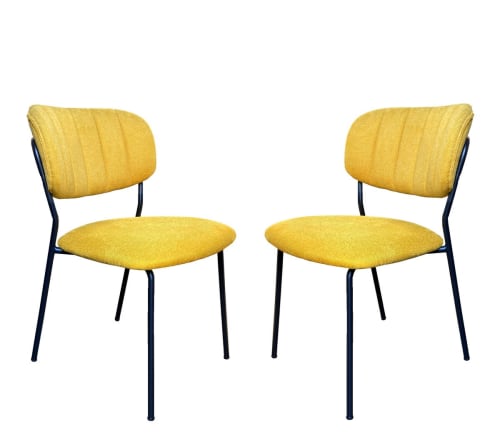 Meubles Chaises | 2 Chaises de repas tissu jaune - QC80952