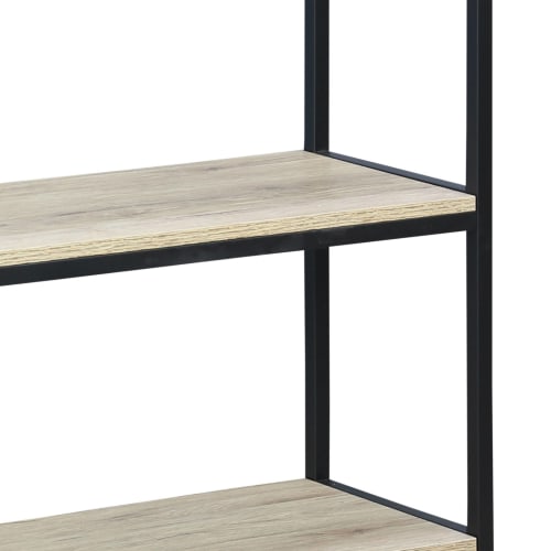 Estantería metal negro y tablero imitación madera, 6 estantes Loft