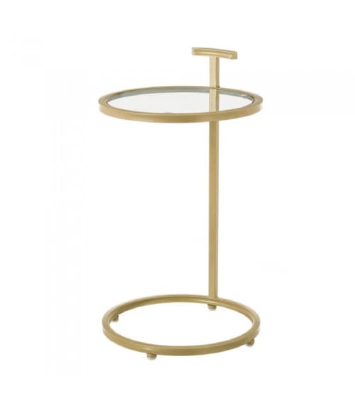 Muebles Mesas auxiliares | Mesita redonda de cristal y metal contemporánea dorada - CE80105