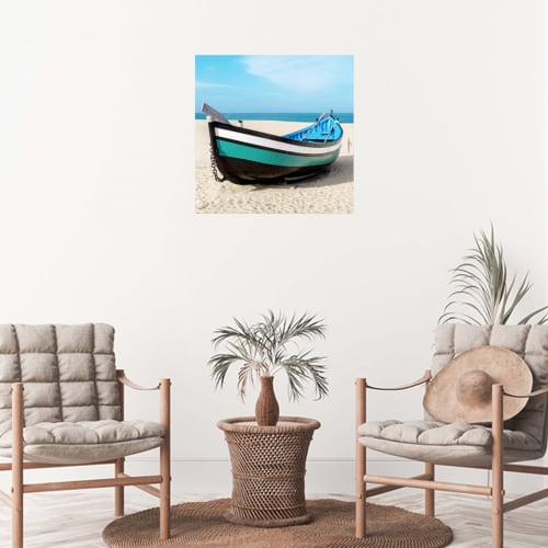 Déco Toiles et tableaux | Tableau sur toile barque bleue 90x90cm - WI96550
