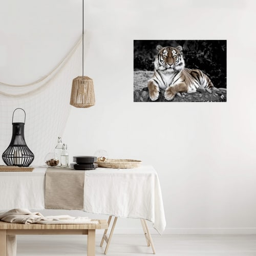 Déco Toiles et tableaux | Tableau sur verre synthétique tigre en observation 65x97 cm - SP92366