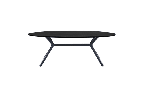 Meubles Tables à manger | Table à manger en bois et métal 220x100cm noir - SI02226
