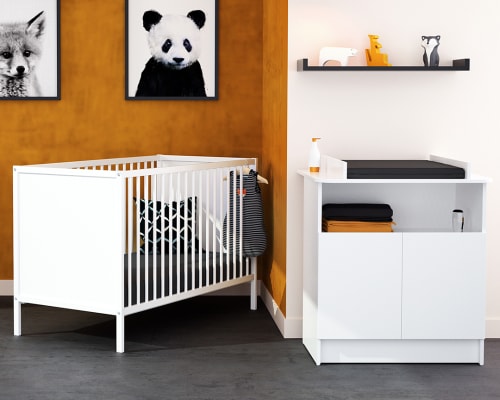 Lit bébé en bois blanc 60 x 120 cm (Webaby) - Couverture