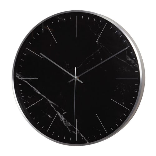 Déco Horloges murales et horloges à poser | Horloge murale ronde noire effet marbre D40cm - XI50298