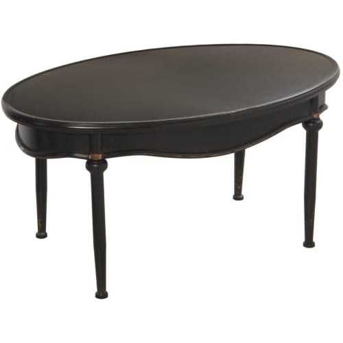 Meubles Tables basses | Table basse ovale en métal noir et doré - BH02795
