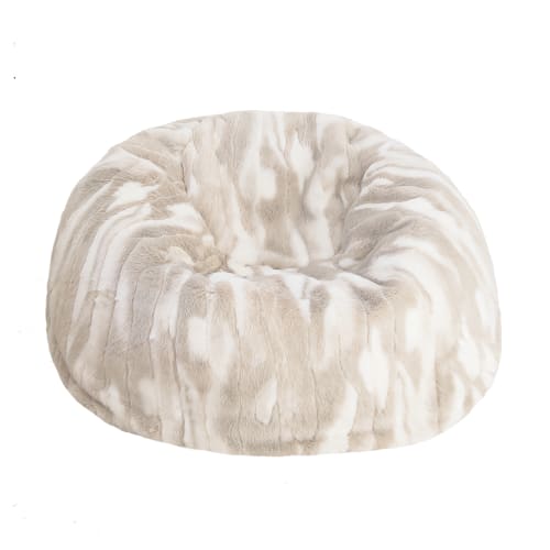 Canapés et fauteuils Poufs | Pouf en fausse fourrure beige et blanche - XE45744