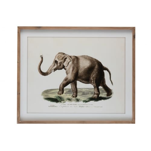 Déco Toiles et tableaux | Cadre éléphant bois et verre 80x66cm - LS11095