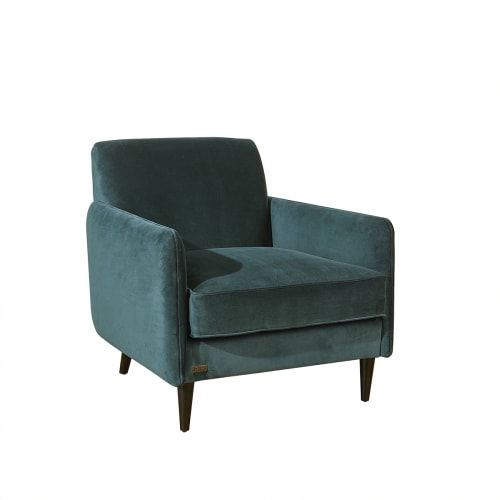 Canapés et fauteuils Fauteuils | Grand fauteuil en velours bleu paon - NG10908