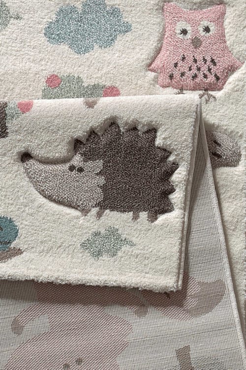 Tapis Chambre Enfant Motif Animaux Foret Ecru Rose 1x170 Forest Maisons Du Monde