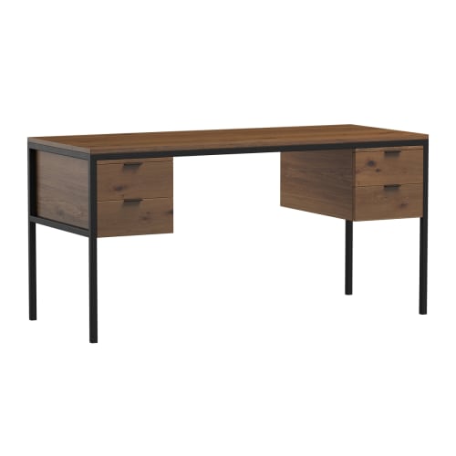 Meubles Bureaux et meubles secrétaires | Bureau 4 tiroirs en bois de cèdre recyclé et métal - CT69623