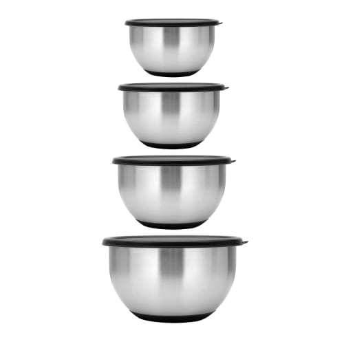 Art de la table Bols, tasses et mugs | Bol mélangeur en acier avec couvercle 8 pcs - KM91111
