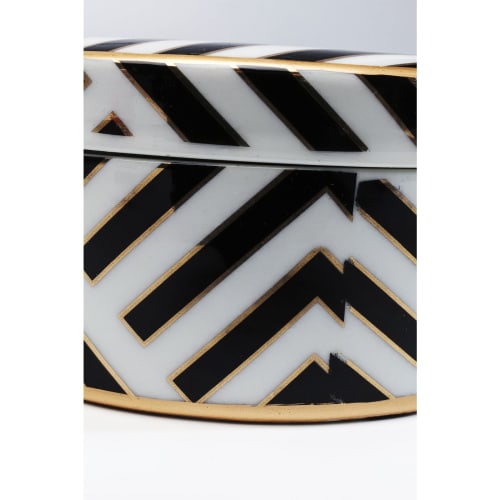 Déco Boîtes | Boîte noire et blanche panthères en porcelaine D17 - LH28793