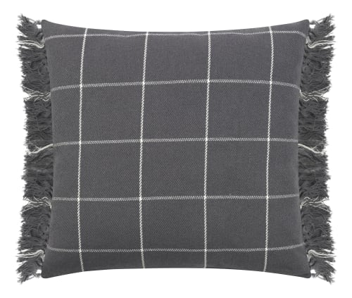Noir et carreaux gris laine effet 18" X 18" Housse De Coussin 