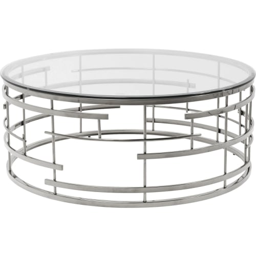 Meubles Tables basses | Table basse ronde en verre et acier argenté D100 - KL66576