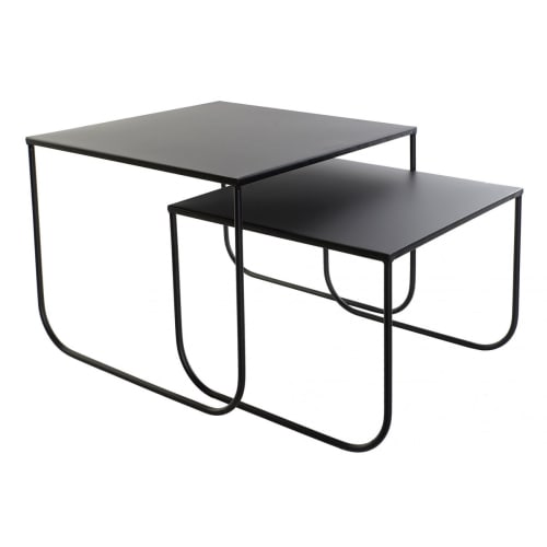 Meubles Tables basses | Set de 2 tables basses gigognes en métal noir - TM69003