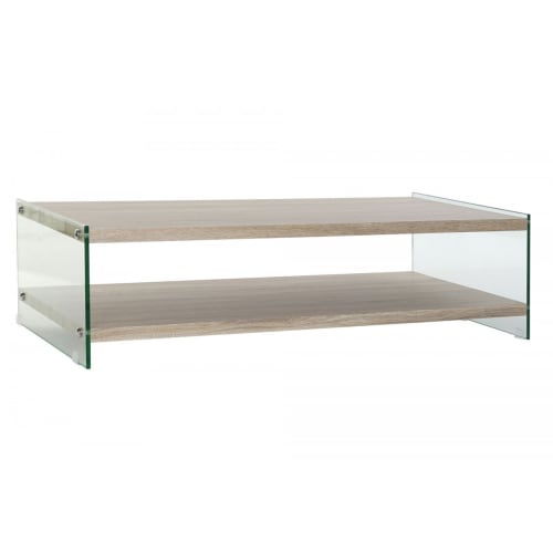 Meubles Tables basses | Table basse moderne bois MDF et verre trempé 130x65x35,5cm - MF20009