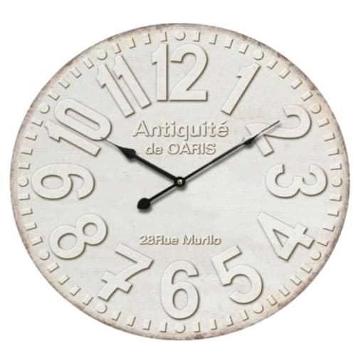 Déco Horloges murales et horloges à poser | Pendule chiffres relief en MDF D40cm - HE97507