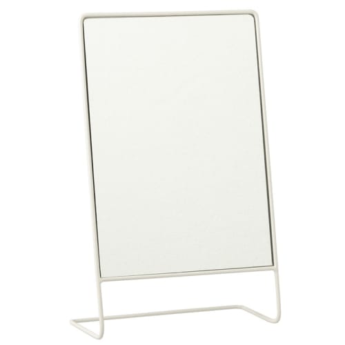 Déco Miroirs | Miroir sur pied rectangulaire verre/métal blanc 22x36cm - JI28044