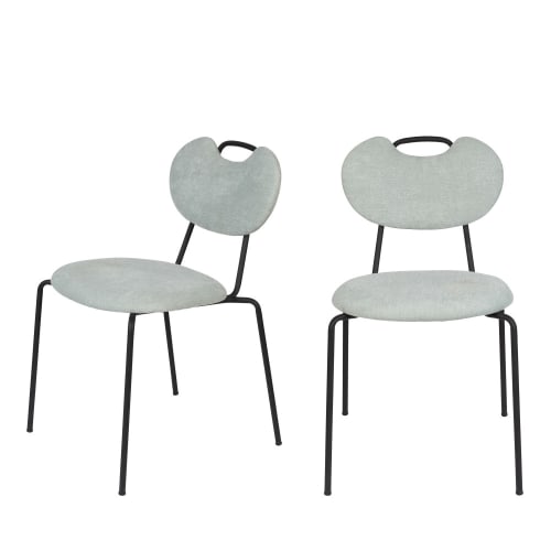 Meubles Chaises | Lot de 2 chaises en tissu et métal vert - NX24739