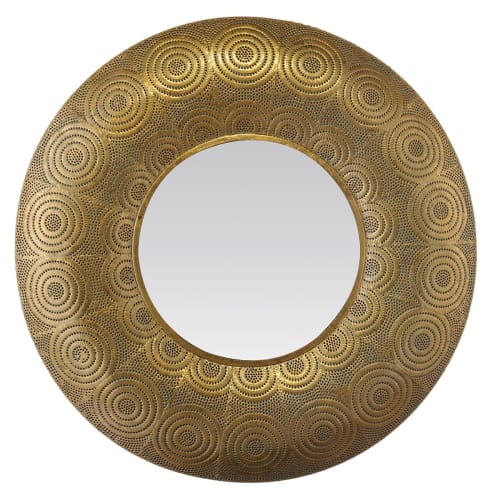 Déco Miroirs | Miroir doré Moucharabieh en métal  D : 68 - LU21817