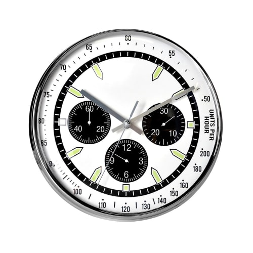 Déco Horloges murales et horloges à poser | Horloge montre blanche en métal D : 28 cm - VC62631