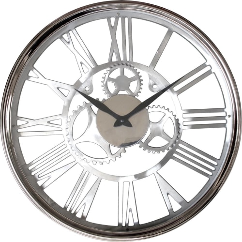 Déco Horloges murales et horloges à poser | Horloge en métal avec mécanisme apparent argent D : 45 cm - UQ45125