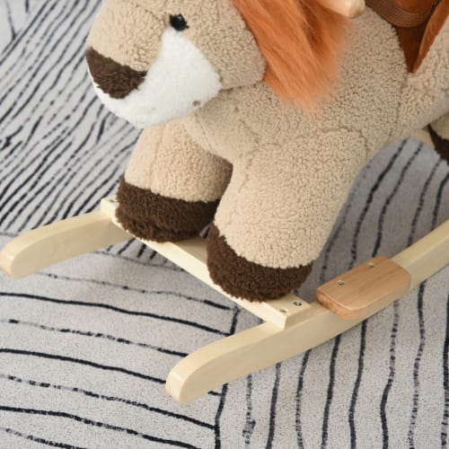 Cheval à bascule lion musicale fauteuil intégré peluche douce marron (Homcom) - Couverture