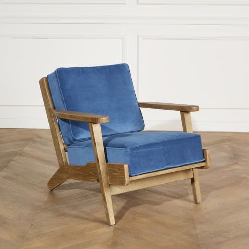Canapés et fauteuils Fauteuils | Fauteuil vintage lounge en chêne bleu - UL99642