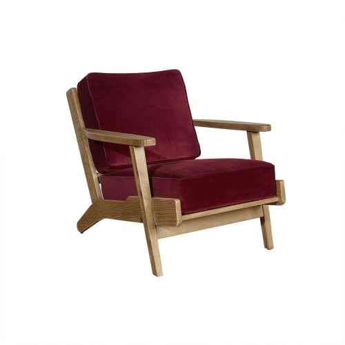Canapés et fauteuils Fauteuils | Fauteuil vintage lounge en chêne griotte - GK66373