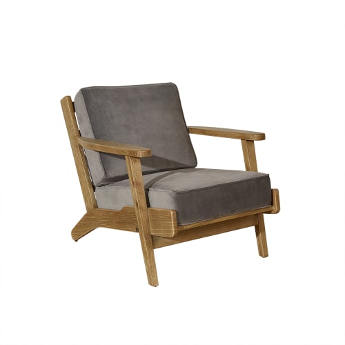Canapés et fauteuils Fauteuils | Fauteuil vintage lounge en chêne gris loup - PS40899