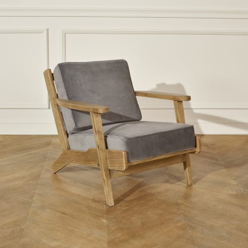 Canapés et fauteuils Fauteuils | Fauteuil vintage lounge en chêne gris loup - PS40899