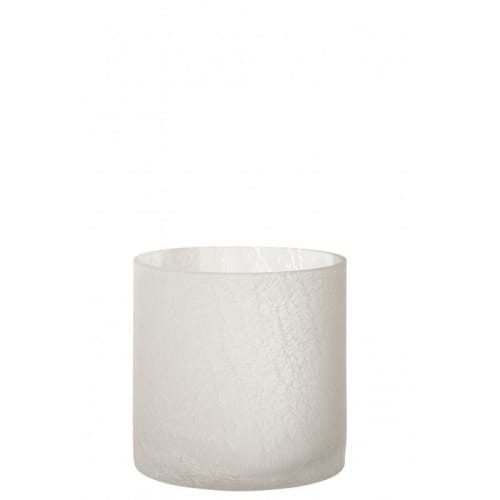 Déco Bougeoirs | Photophore cylindrique verre givré blanc H15cm - JF95950