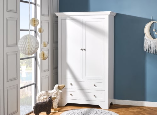 Armoire 2 portes 2 tiroirs Blanc (Nateo Concept) - Couverture