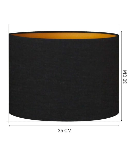 Lampadaire noir avec abat-jour en velours noir avec or 35 cm