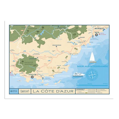 Déco Affiches et posters | Affiche Côte d'Azur  21x29,7 cm - PT91477