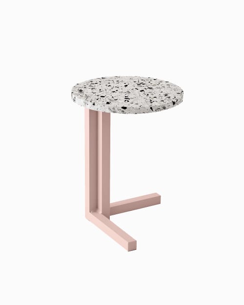 Muebles Mesas auxiliares | Mini mesa auxiliar aluminio rosa y terrazzo gris - CM22627