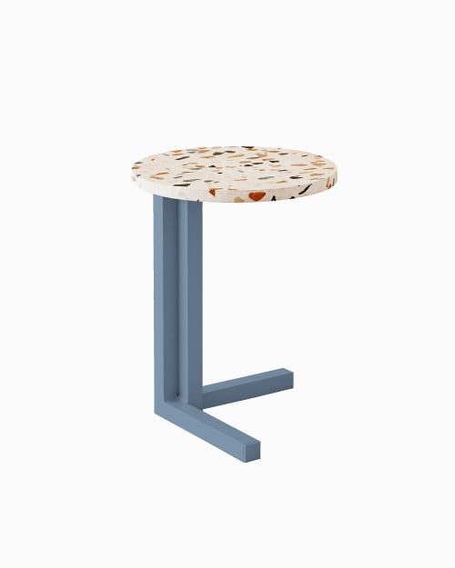 Muebles Mesas auxiliares | Mini mesa auxiliar aluminio azul y terrazzo multicolor - KQ33777