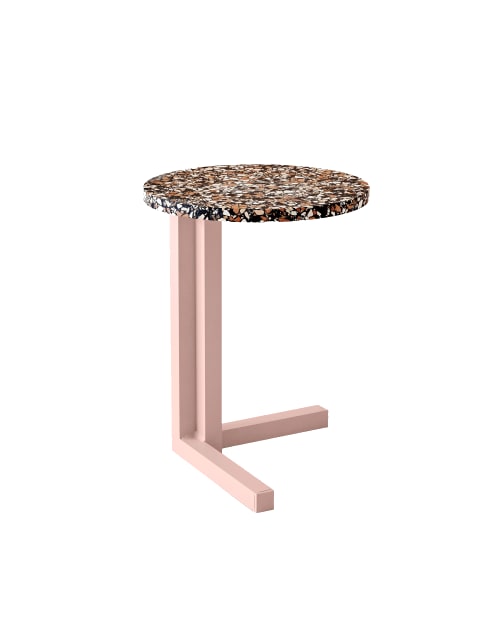 Muebles Mesas auxiliares | Mini mesa auxiliar aluminio rosa y terrazzo negro - WN71989