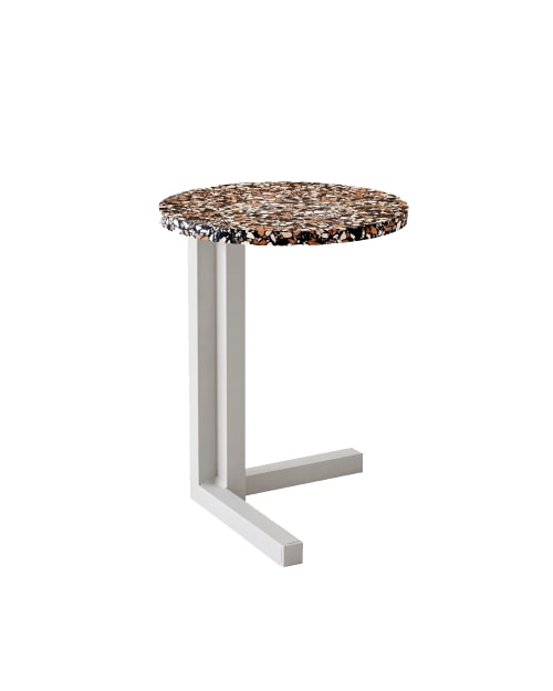 Muebles Mesas auxiliares | Mini mesa auxiliar aluminio gris y terrazzo negro - GW31544